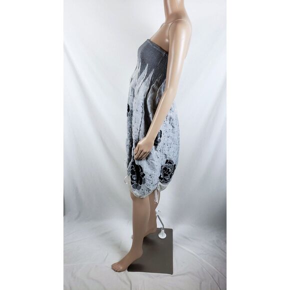 Fairy Smocked Bubble Hem Dress Convertible Womens One-Size Gray Cinching - Picture 2 of 11